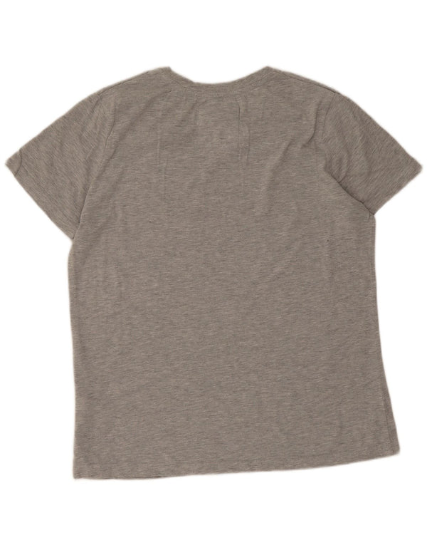 Superdry Womens Graphic T-Shirt Top UK 14 Large Grey Cotton