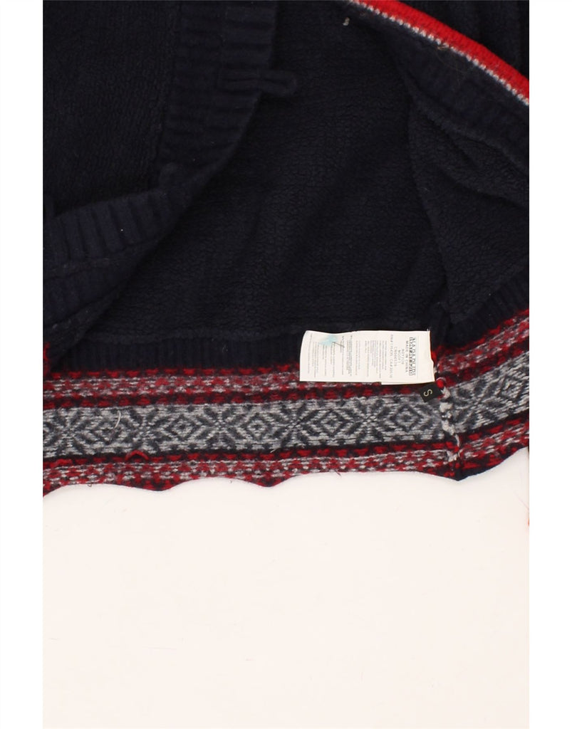 NAPAPIJRI Womens Cardigan Sweater UK 10 Small Navy Blue Fair Isle | Vintage Napapijri | Thrift | Second-Hand Napapijri | Used Clothing | Messina Hembry 