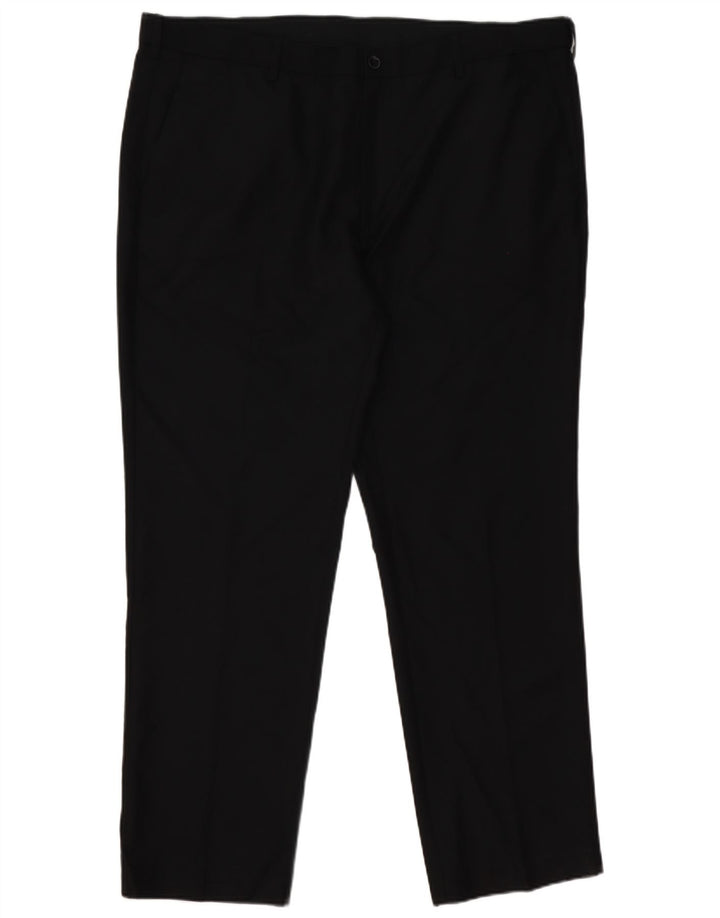 Marks & Spencer Mens Regular Fit Casual Trousers W42 L31 Black Polyester