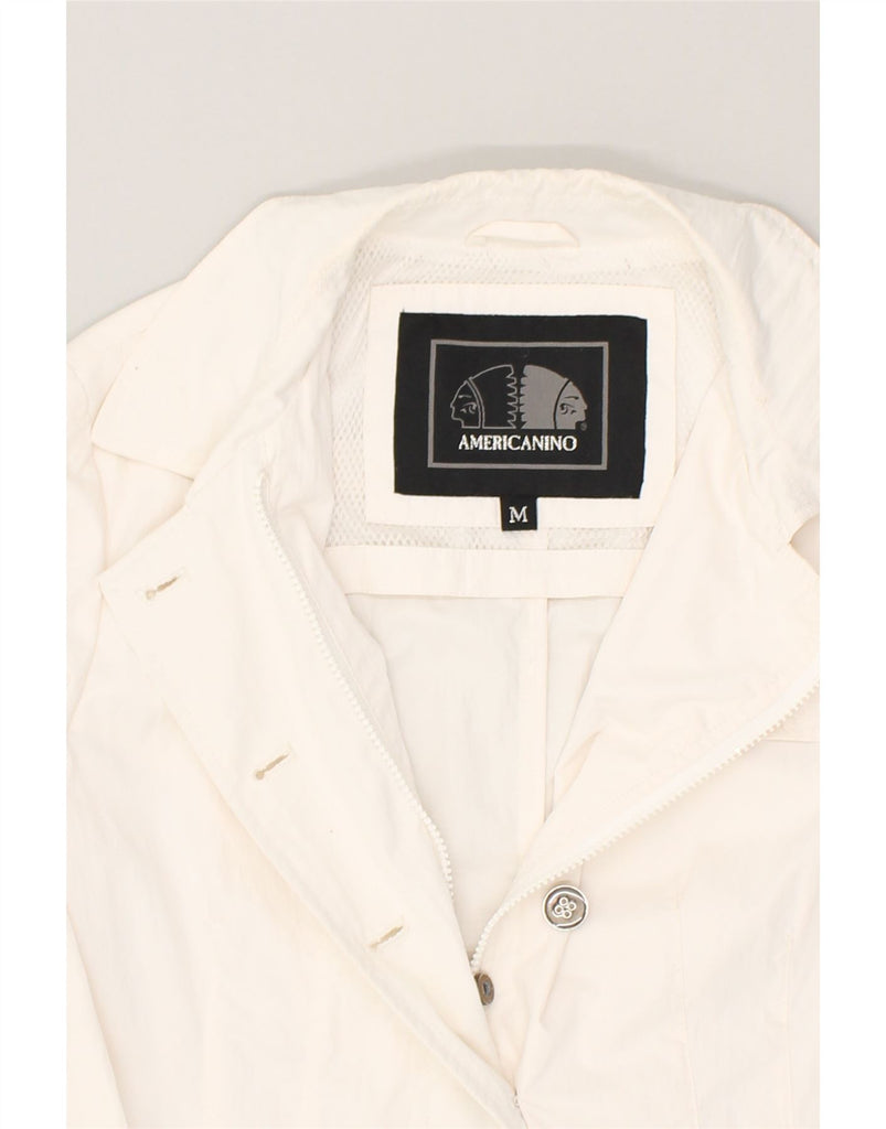 AMERICANINO Womens Bomber Jacket UK 14 Medium Off White Polyester | Vintage Americanino | Thrift | Second-Hand Americanino | Used Clothing | Messina Hembry 