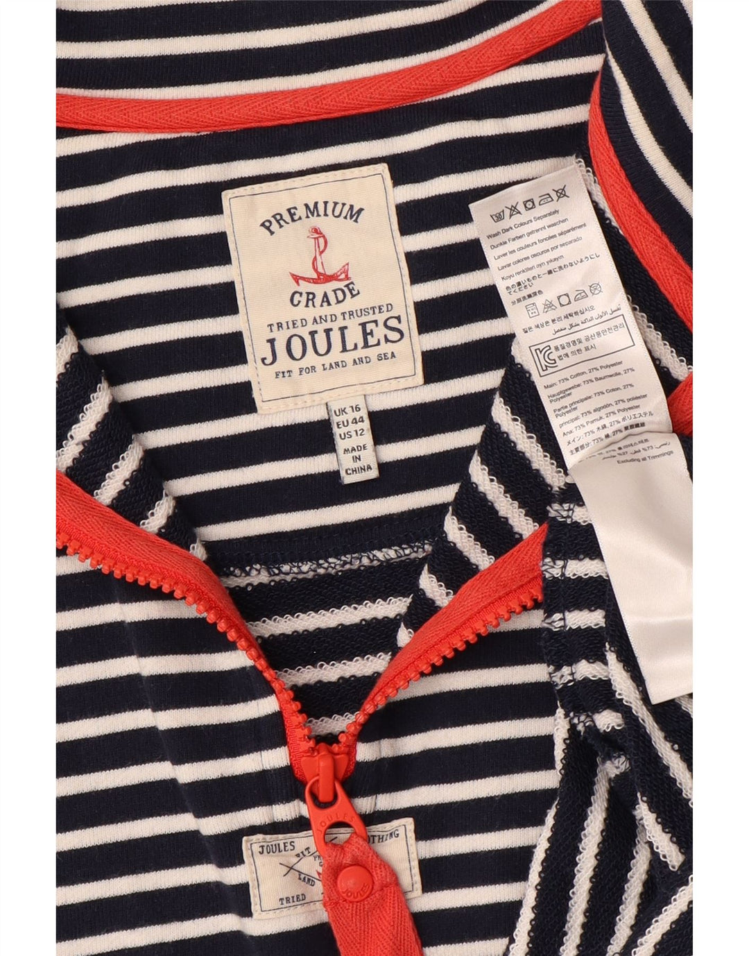 JOULES Womens Oversized Sweatshirt Jumper UK 16 Large Navy Blue Striped