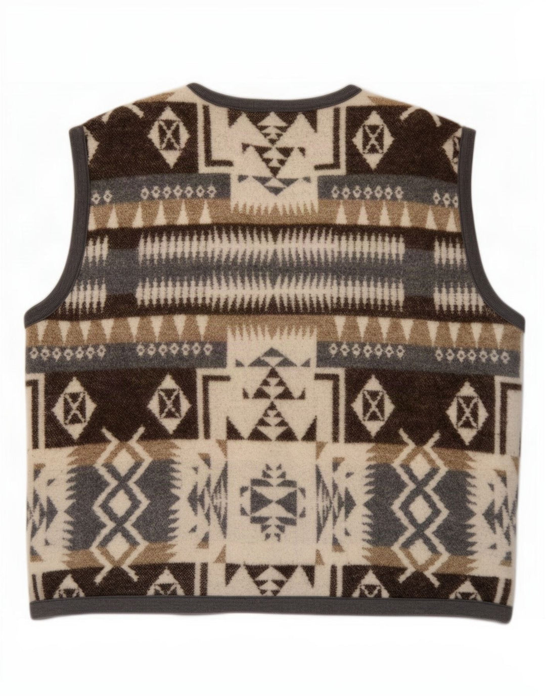 Vintage Mens Waistcoat 2XL Brown Geometric Wool