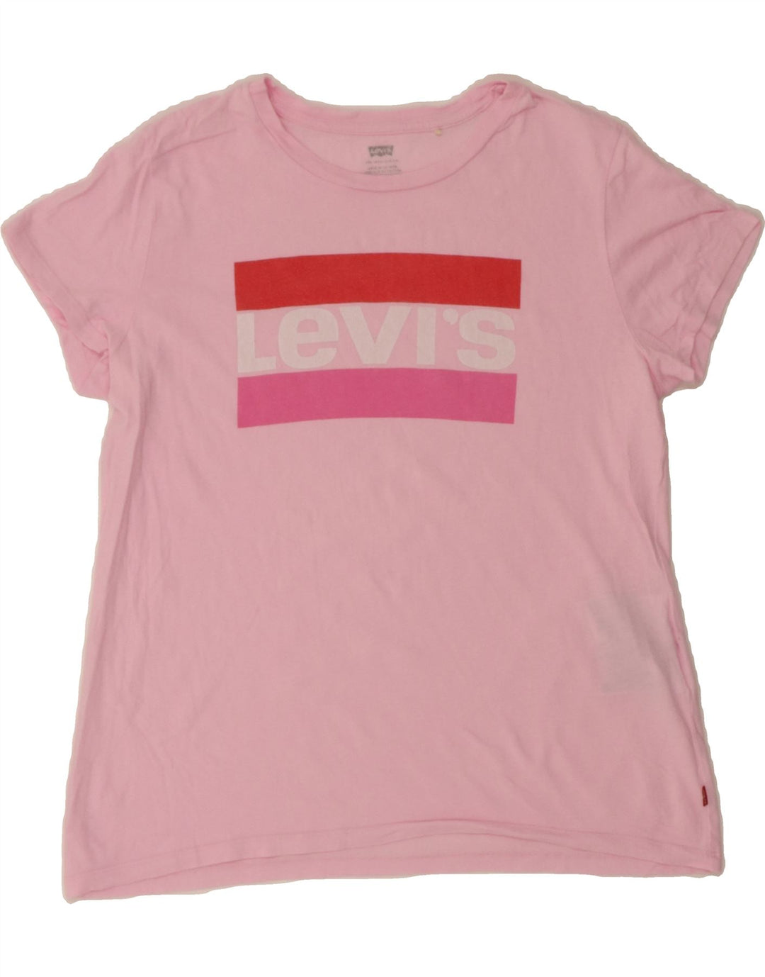 LEVI'S Womens Graphic T-Shirt Top UK 14 Medium Pink Cotton Vintage Levi's and Second-Hand Levi's from Messina Hembry 