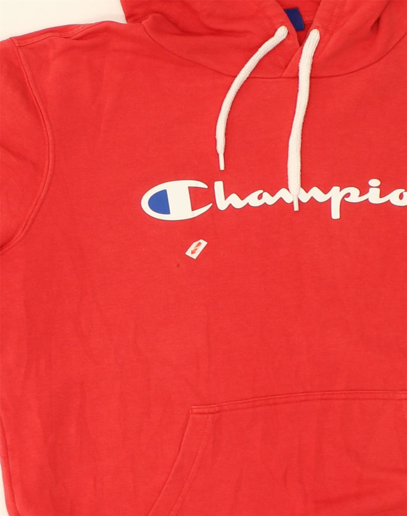 CHAMPION Mens Graphic Hoodie Jumper Large Red Cotton | Vintage Champion | Thrift | Second-Hand Champion | Used Clothing | Messina Hembry 