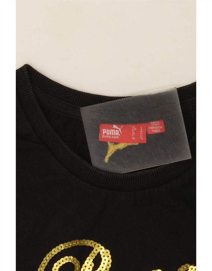 Puma Womens Graphic T-Shirt Top UK 14 Large Black