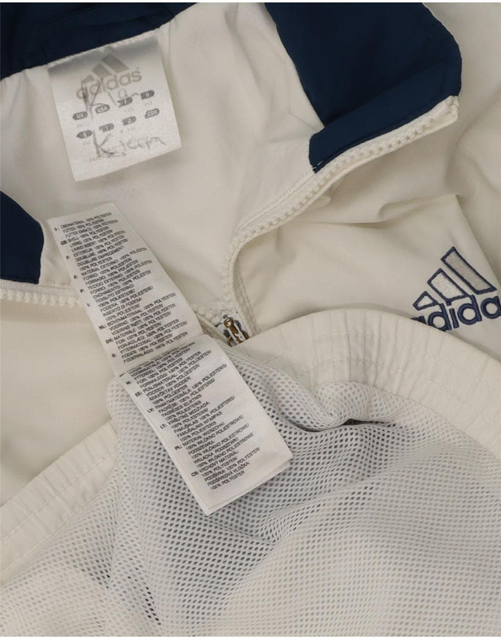 Adidas Boys Tracksuit Top Jacket 11-12 Years White Colourblock Polyester