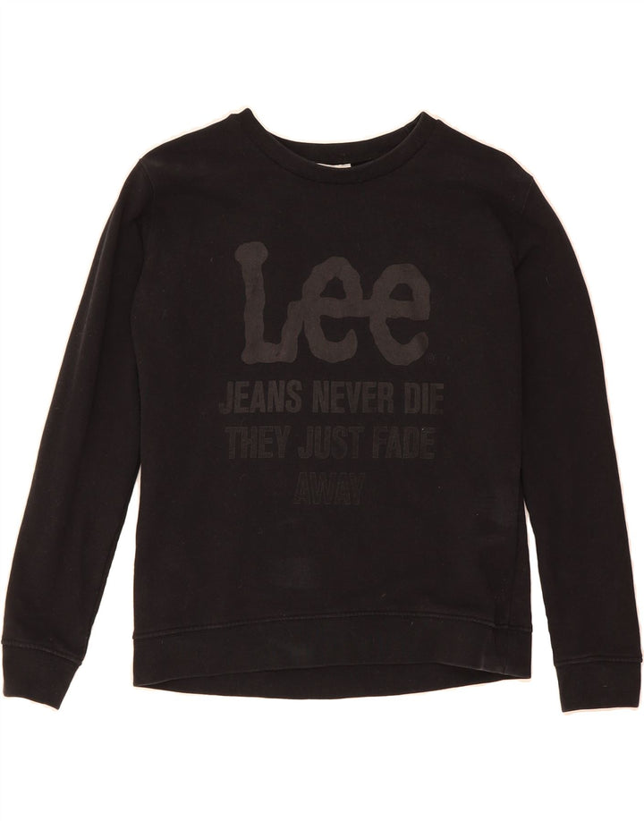LEE Womens Graphic Sweatshirt Jumper UK 14 Medium Black Cotton Vintage Lee and Second-Hand Lee from Messina Hembry 