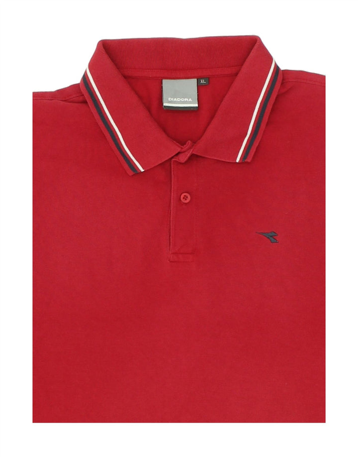 DIADORA Mens Polo Shirt XL Red Cotton Vintage Diadora and Second-Hand Diadora from Messina Hembry 