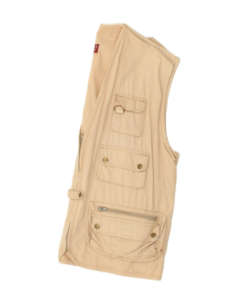 VINTAGE Mens Utility Gilet UK 42 XL Beige Cotton | Vintage Vintage | Thrift | Second-Hand Vintage | Used Clothing | Messina Hembry 