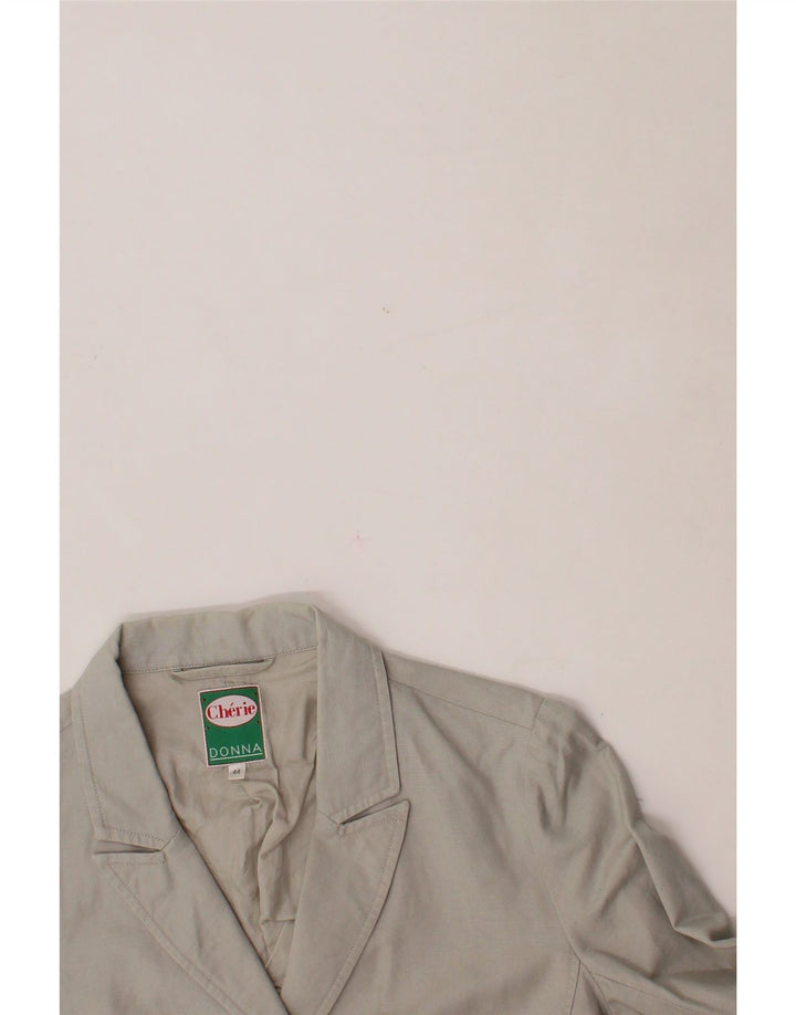 CHERIE Womens 3 Button Blazer Jacket IT 44 Medium Grey Linen Vintage cherie and Second-Hand cherie from Messina Hembry 