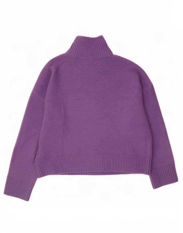 Zara Womens Oversized Turtle Neck Jumper Sweater UK 10 Small Purple Acrylic