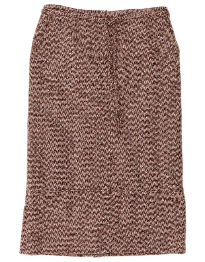 Vintage Womens Straight Skirt EU 38 Medium W30  Burgundy Herringbone Wool
