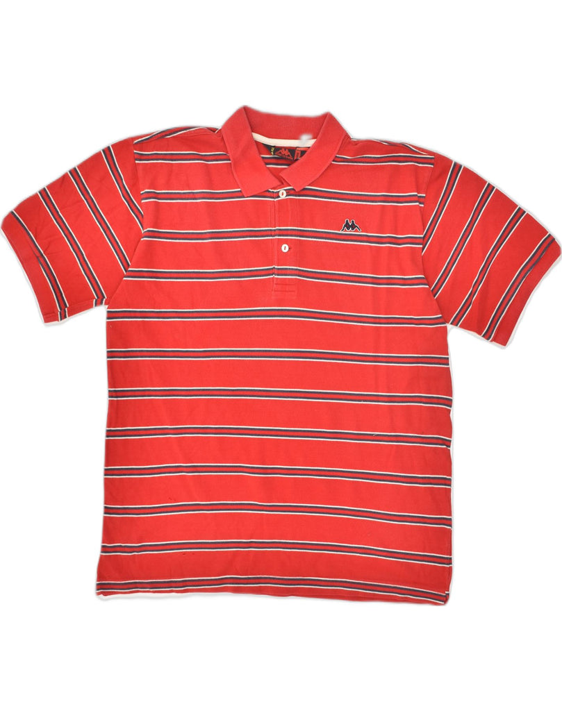 KAPPA Mens Polo Shirt Large Red Striped Cotton | Vintage Kappa | Thrift | Second-Hand Kappa | Used Clothing | Messina Hembry 