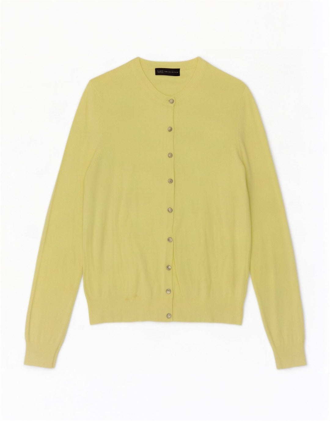 Marks & Spencer Womens Cardigan Sweater UK 12 Medium Yellow Viscose