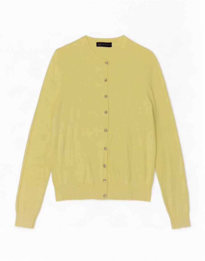 Marks & Spencer Womens Cardigan Sweater UK 12 Medium Yellow Viscose