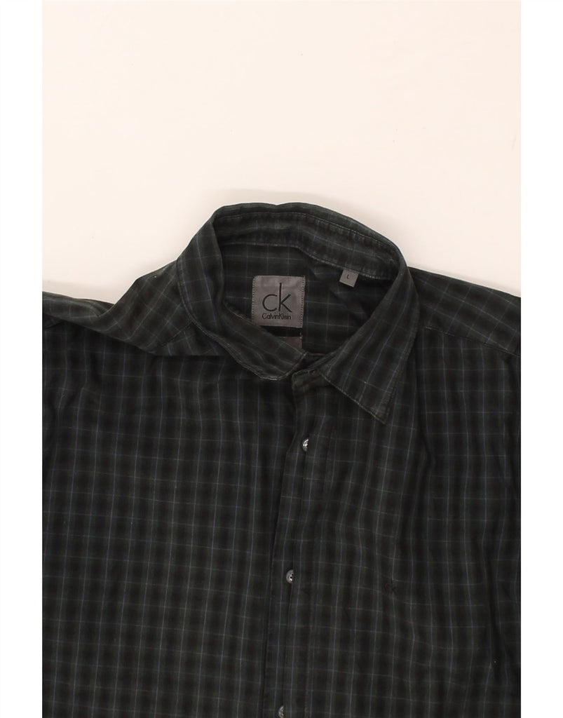 CALVIN KLEIN Mens Shirt Large Green Check Cotton Vintage Calvin Klein and Second-Hand Calvin Klein from Messina Hembry 