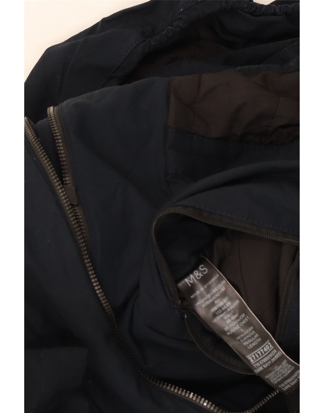 Marks & Spencer Mens Hooded Utility Jacket UK 38 Medium Navy Blue Cotton