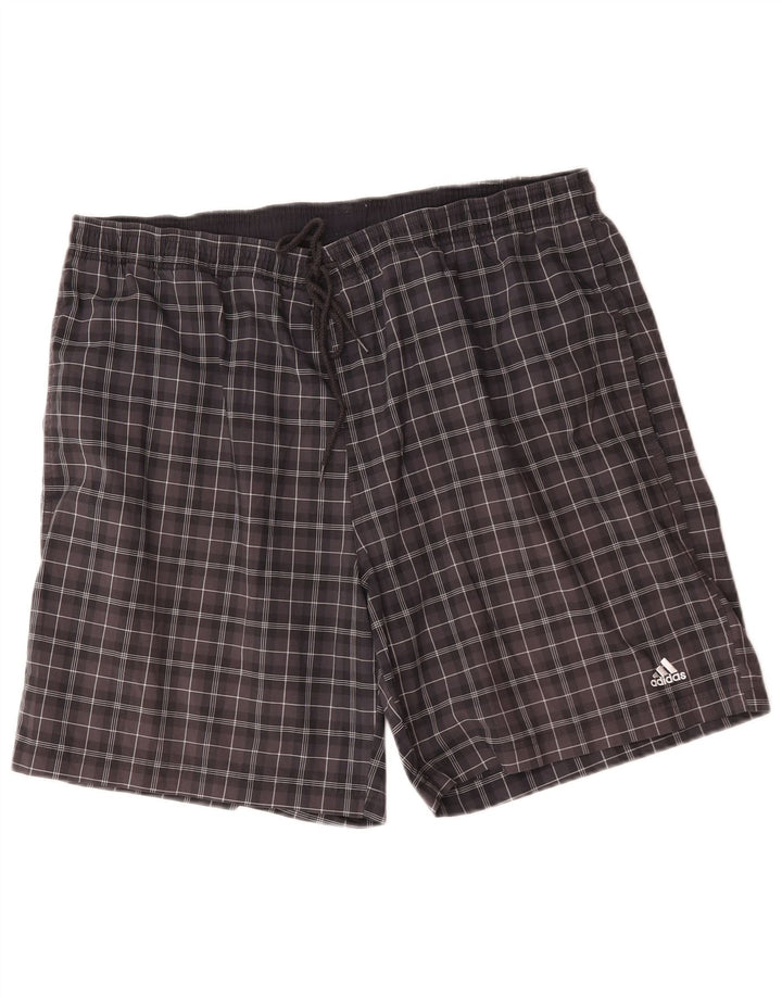 Adidas Mens Sport Shorts XL Black Check Polyester