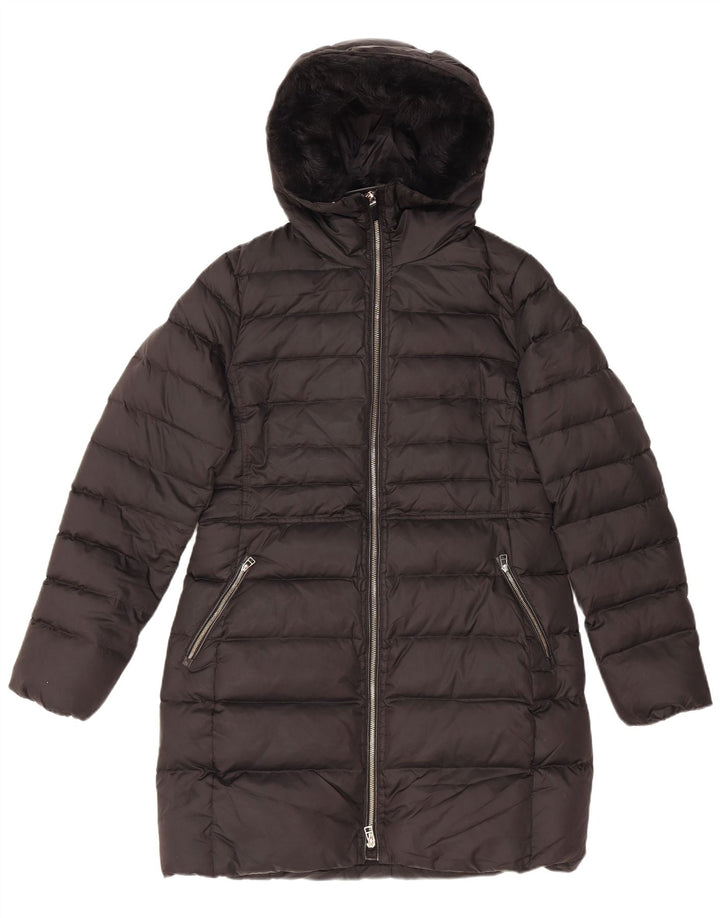 MASSIMO DUTTI Womens Hooded Padded Coat UK 16 Large Black Polyester