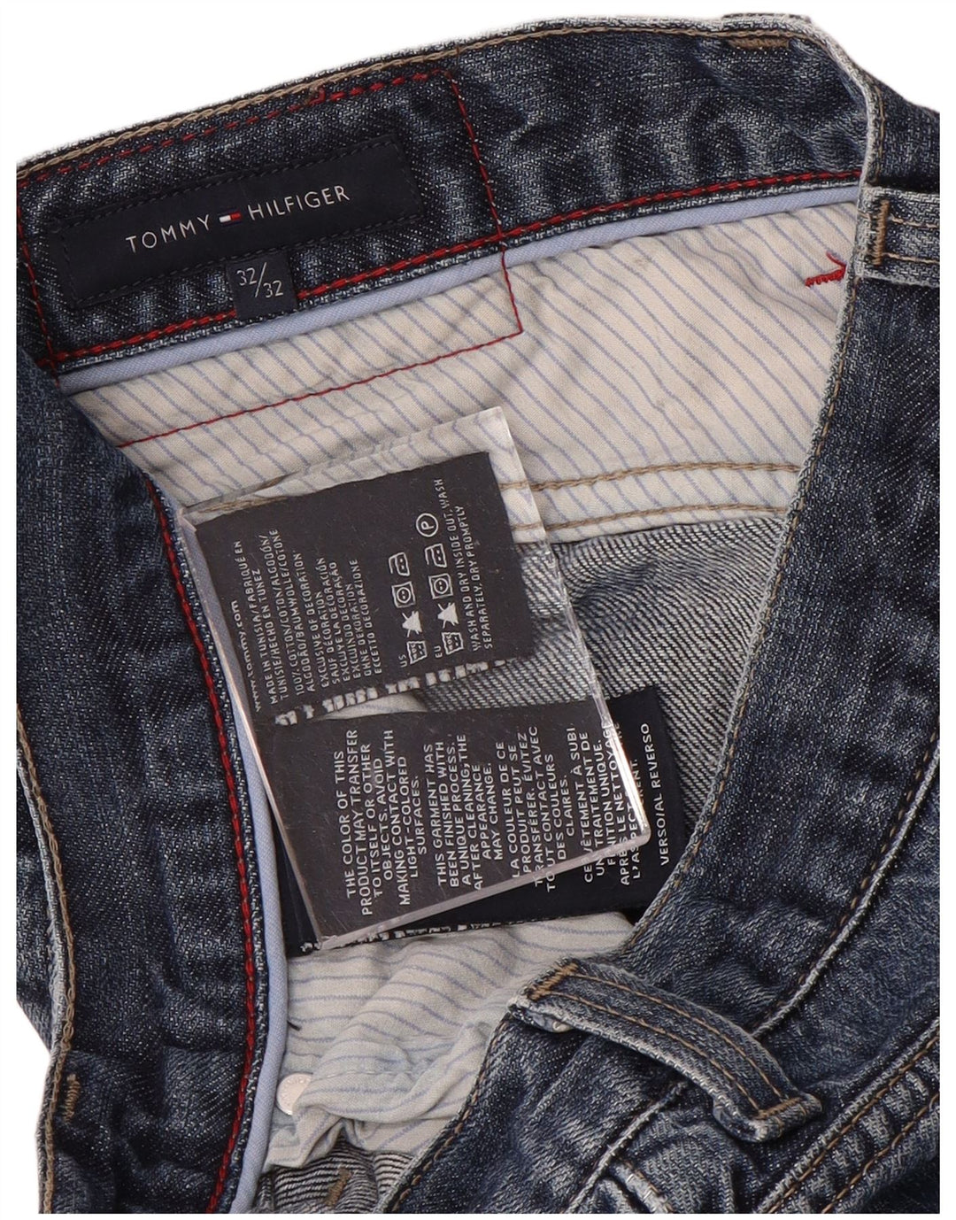 TOMMY HILFIGER Mens Straight Jeans W32 L29 Navy Blue Cotton