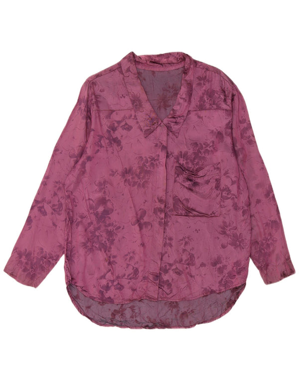 Vintage Womens Shirt UK 16 Large Purple Floral