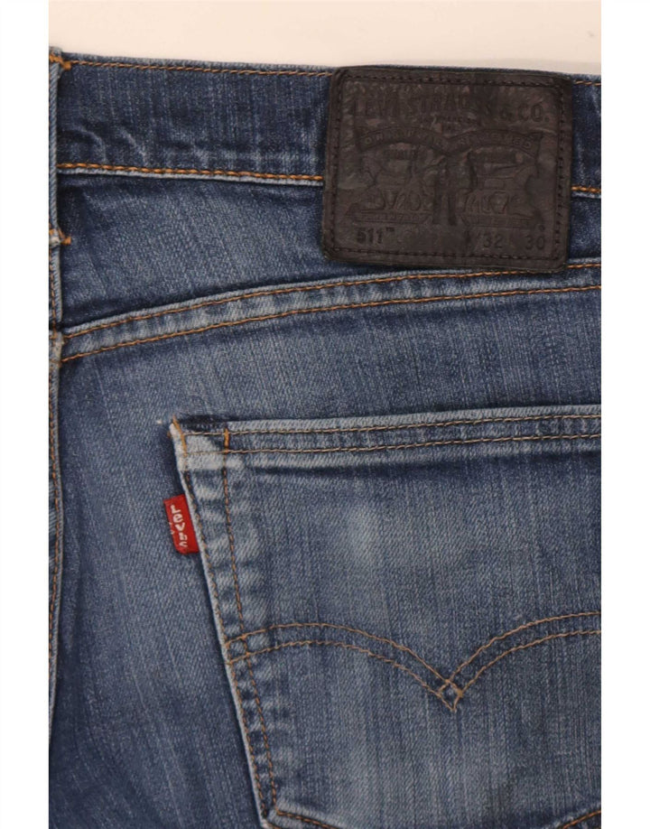 Levi's Mens 511 Distressed Slim Jeans W32 L30 Navy Blue Cotton
