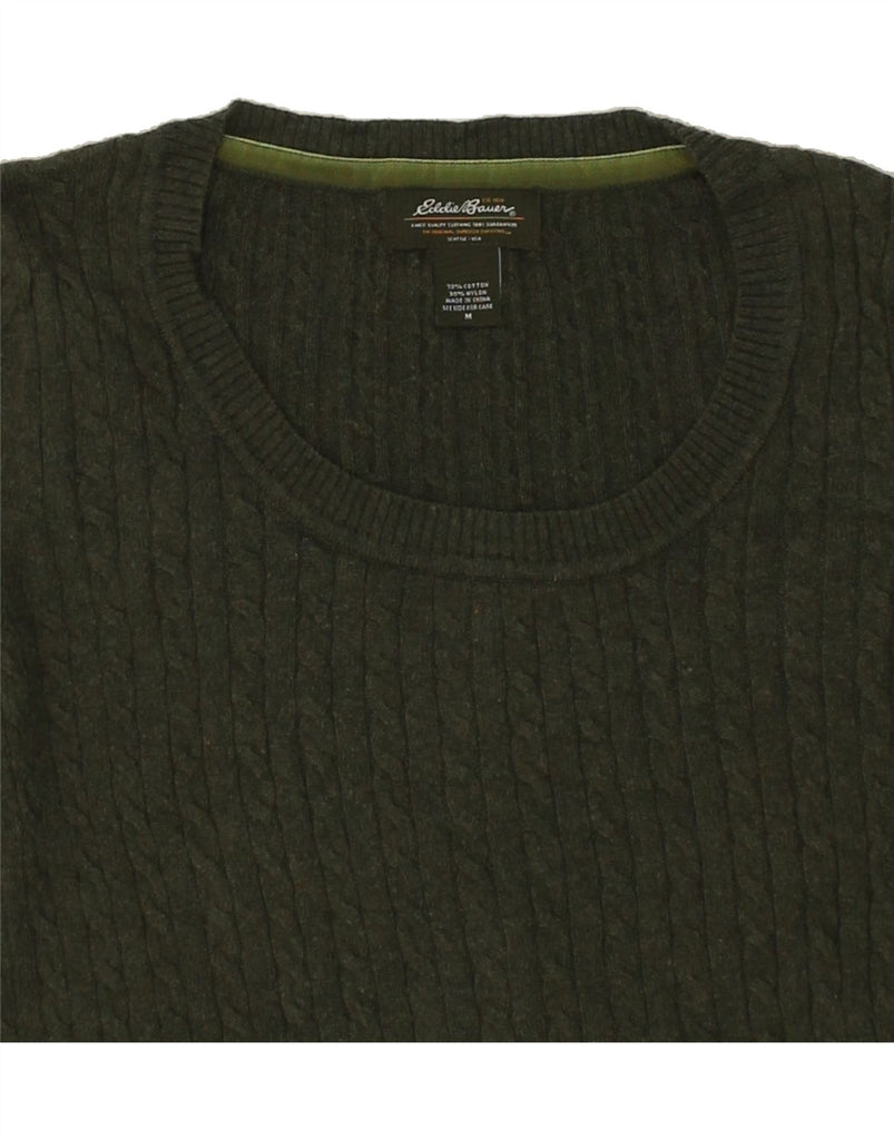 EDDIE BAUER Womens Crew Neck Jumper Sweater UK 14 Medium Green Cotton | Vintage Eddie Bauer | Thrift | Second-Hand Eddie Bauer | Used Clothing | Messina Hembry 