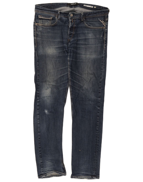 Replay Mens Grover Straight Jeans W34 L31 Blue