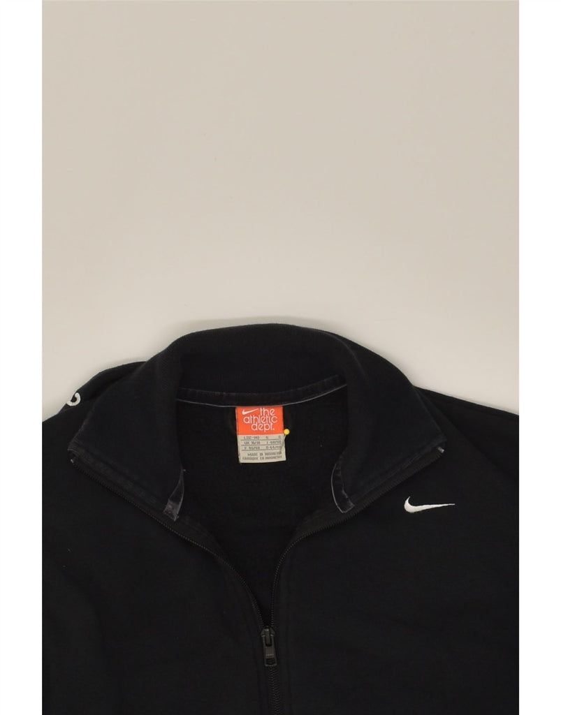 NIKE Womens Tracksuit Top Jacket UK 16 Large Black Cotton | Vintage Nike | Thrift | Second-Hand Nike | Used Clothing | Messina Hembry 