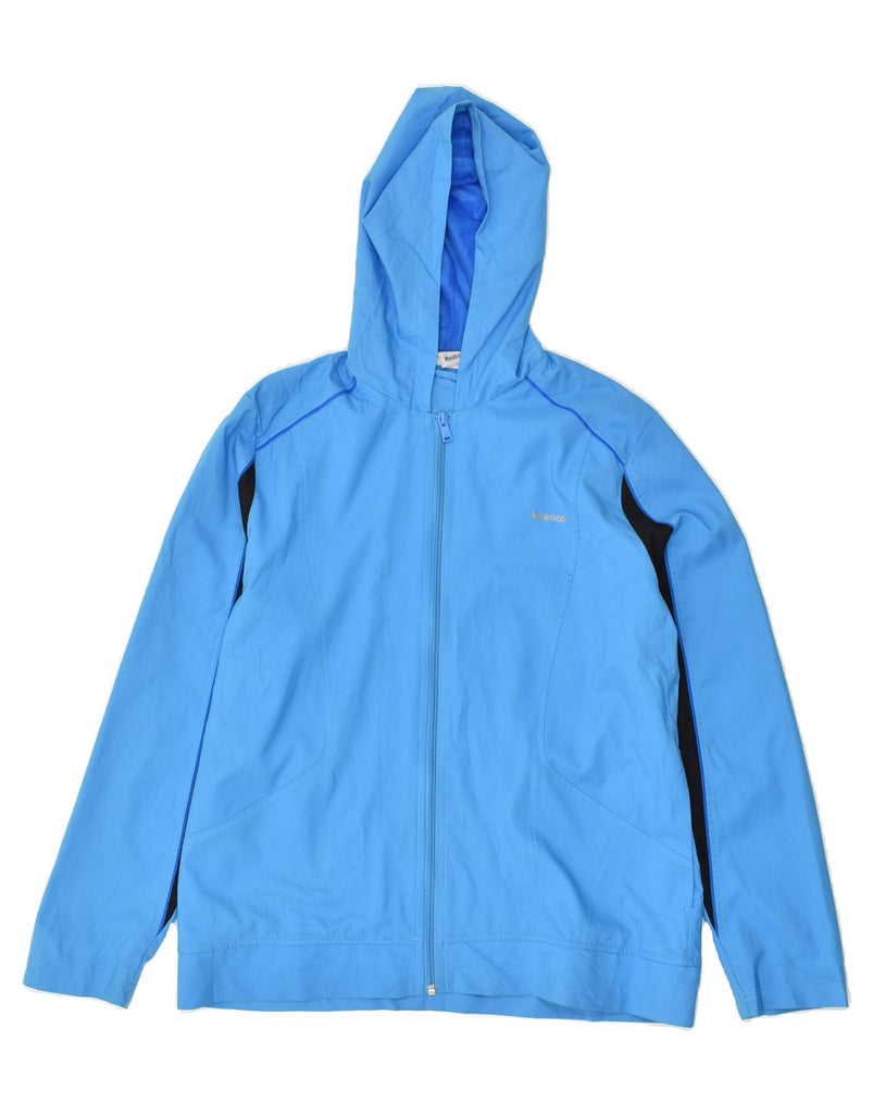 REEBOK Womens Hooded Rain Jacket UK 12-14 Medium Blue Polyester | Vintage Reebok | Thrift | Second-Hand Reebok | Used Clothing | Messina Hembry 