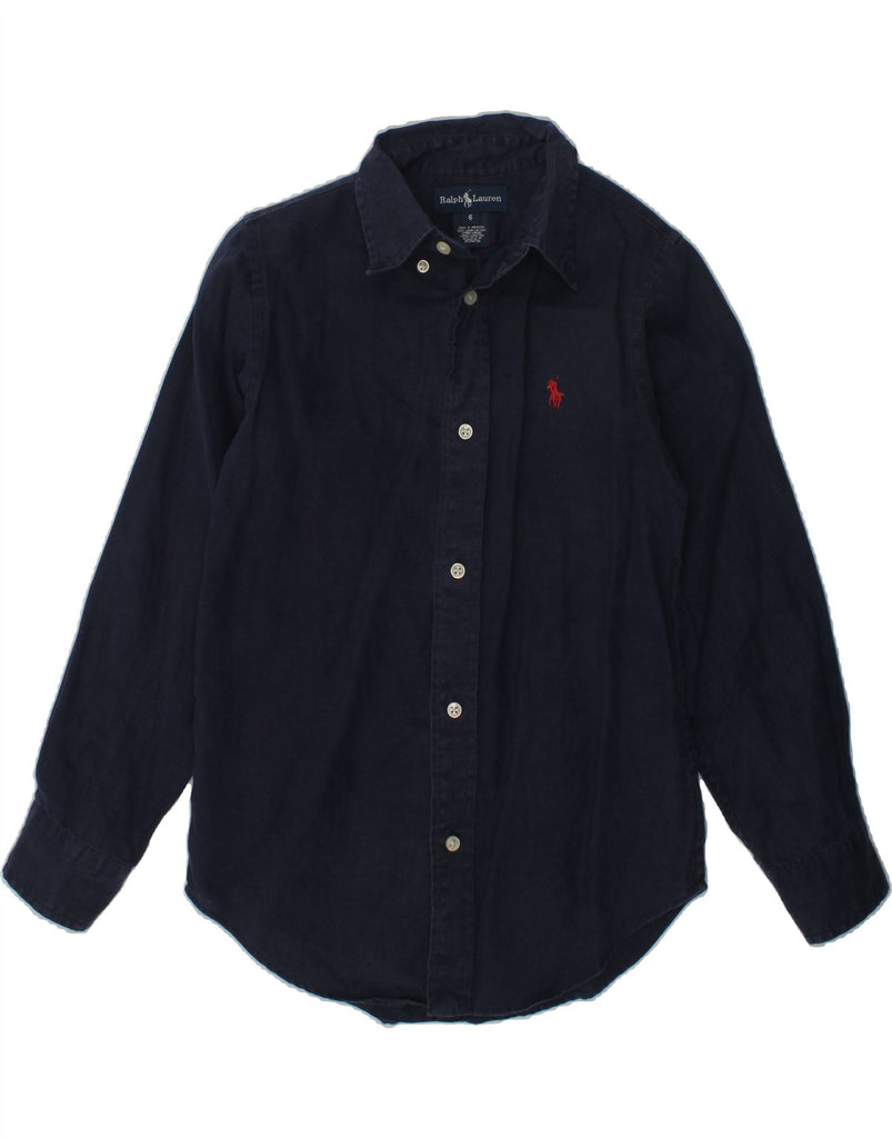 POLO RALPH LAUREN Boys Shirt 5-6 Years Navy Blue Linen | Vintage Polo Ralph Lauren | Thrift | Second-Hand Polo Ralph Lauren | Used Clothing | Messina Hembry 