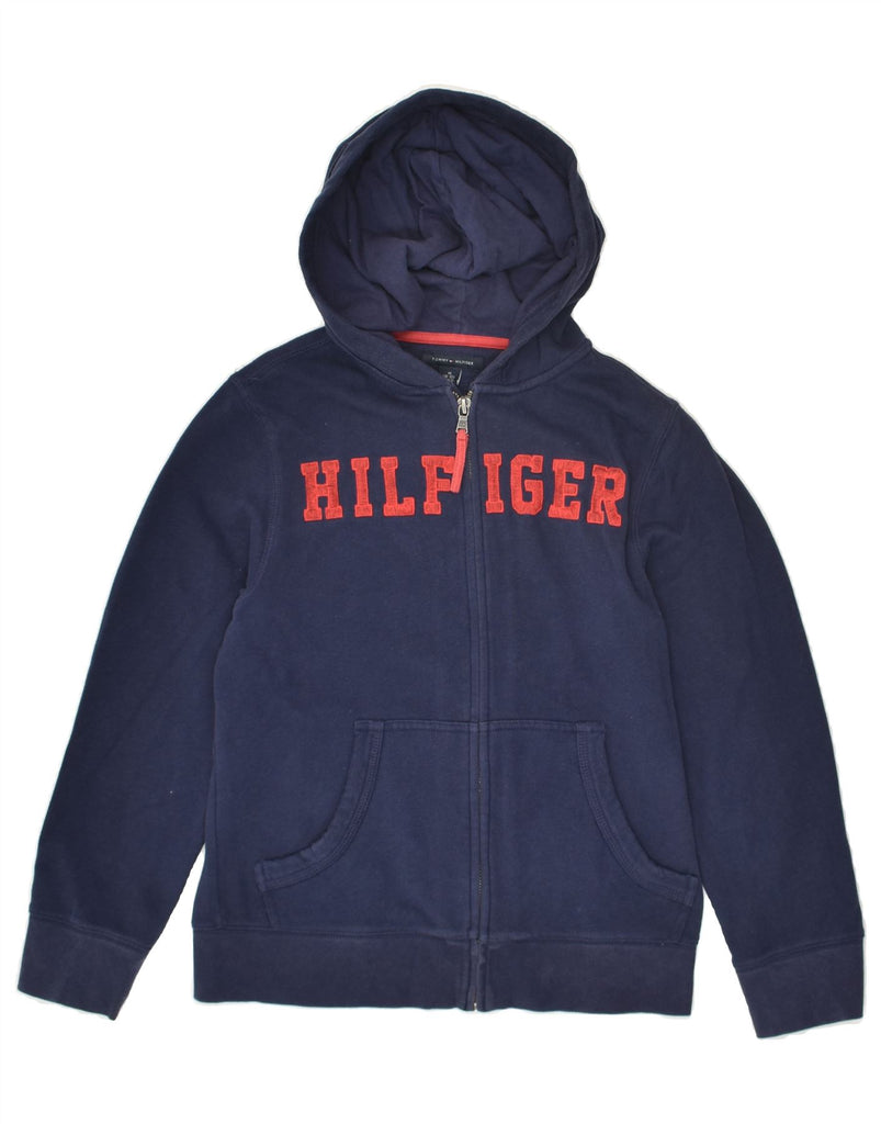 TOMMY HILFIGER Boys Graphic Zip Hoodie Sweater 8-9 Years Medium Navy Blue | Vintage Tommy Hilfiger | Thrift | Second-Hand Tommy Hilfiger | Used Clothing | Messina Hembry 