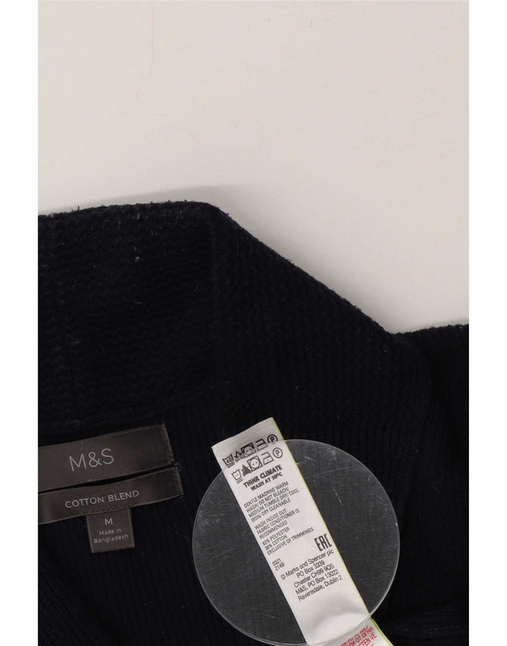 Marks & Spencer Mens Cardigan Sweater Medium Navy Blue Polyester