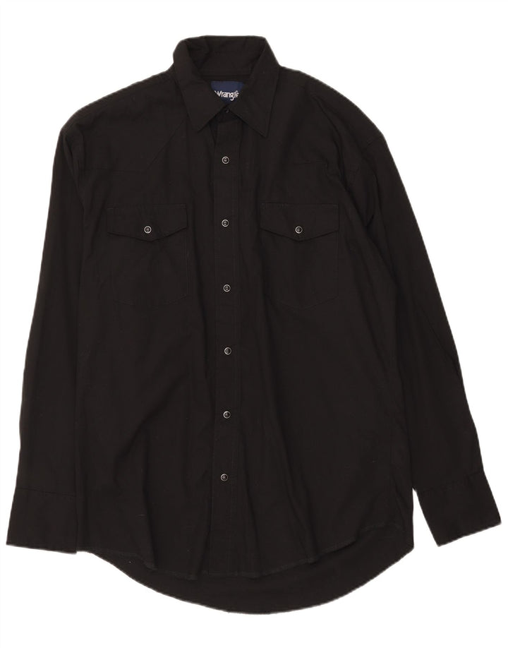 Wrangler Mens Shirt Medium Black Cotton