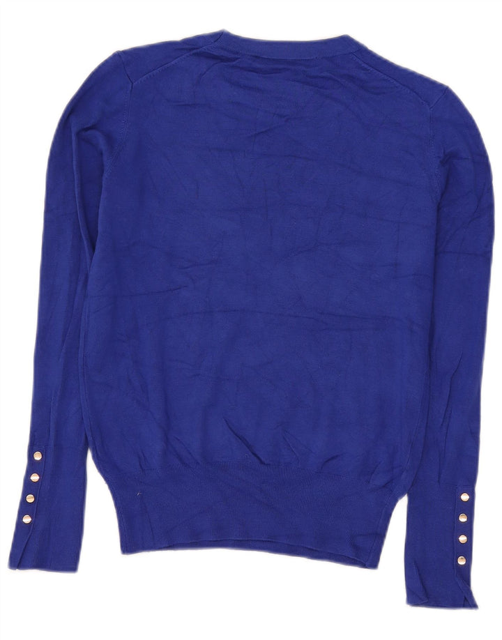 Zara Womens Crop Crew Neck Jumper Sweater UK 12 Medium Blue