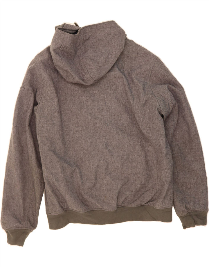 TOMMY HILFIGER Mens Hooded Bomber Jacket UK 38 Medium Grey Polyester Vintage Tommy Hilfiger and Second-Hand Tommy Hilfiger from Messina Hembry 