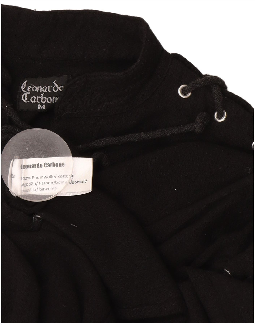 Leonardo Carbone Womens Pullover Shirt Blouse UK 14 Medium Black Cotton