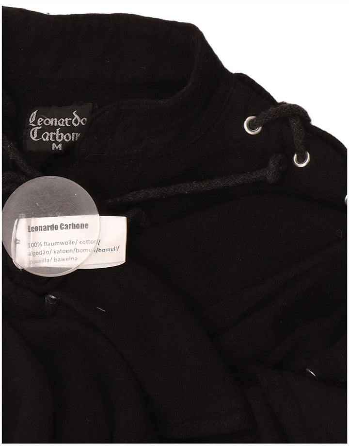 Leonardo Carbone Womens Pullover Shirt Blouse UK 14 Medium Black Cotton