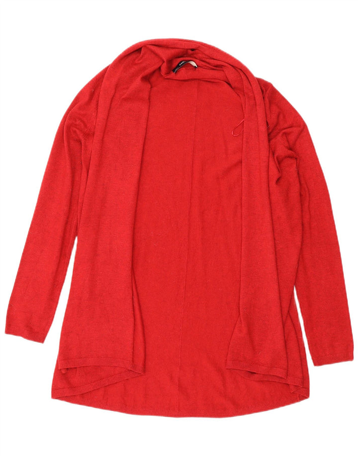 Zara Womens Open Cardigan Sweater UK 12 Medium Burgundy Viscose