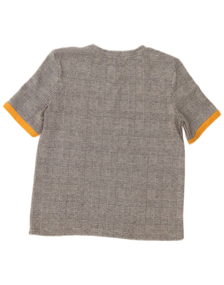 Zara Womens Trafaluc T-Shirt Top UK 10 Small Grey Check