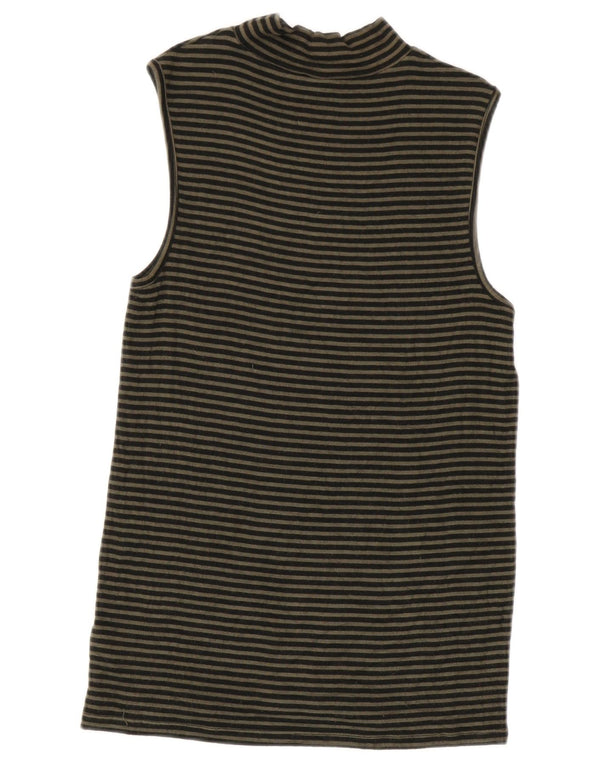 Gap Womens Vest Top UK 12 Medium Black Striped Modal