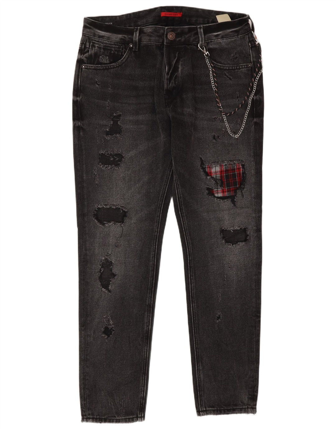 Gianni Lupo Mens Bruce Distressed Slim Jeans IT 48 Medium W34 L30 Grey