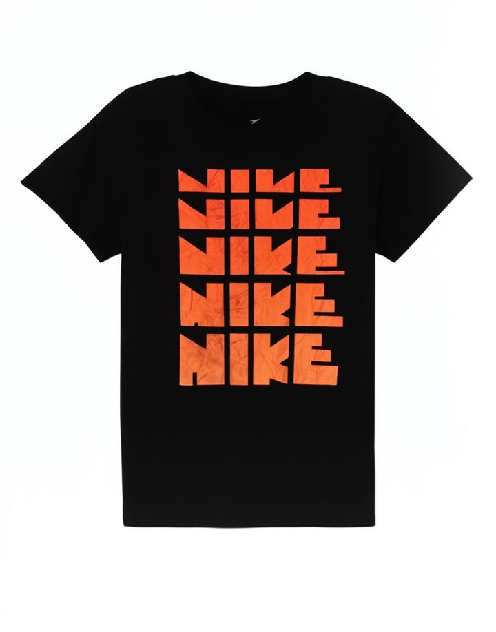 Nike Womens Graphic T-Shirt Top UK 12 Medium Black Cotton