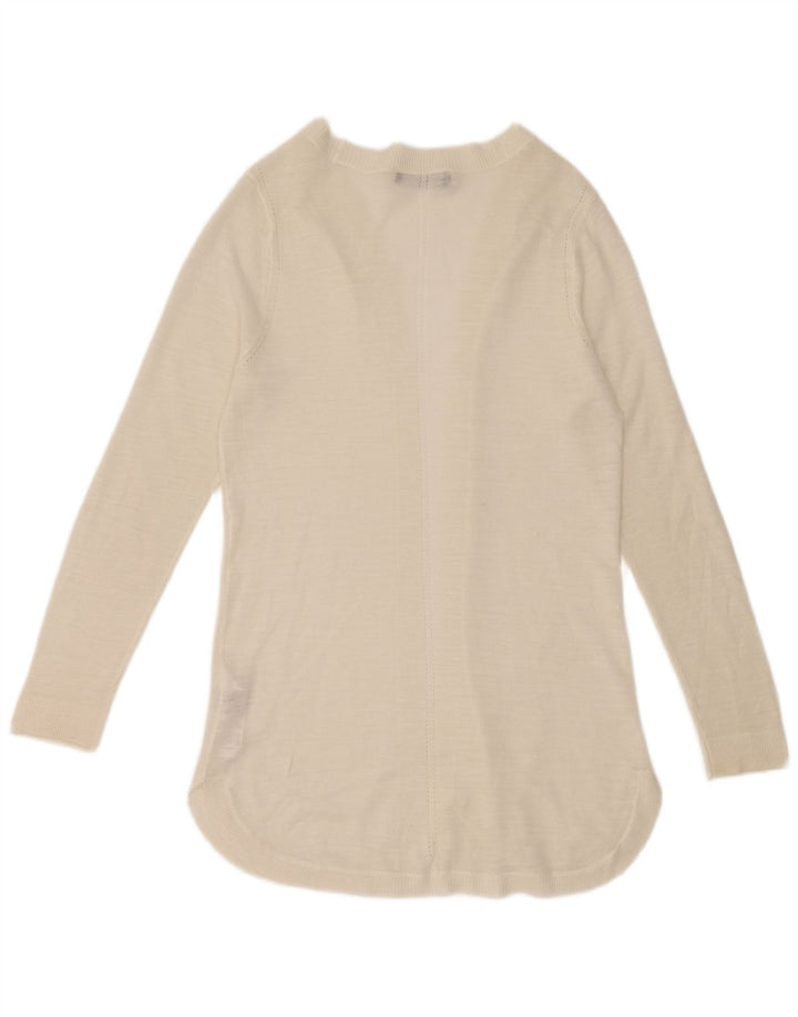 Marks & Spencer Womens Longline Open Cardigan Sweater UK 14 Medium White