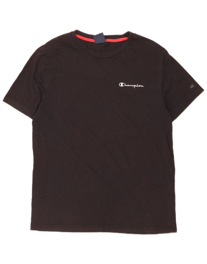 Champion Mens T-Shirt Top Medium Black Cotton