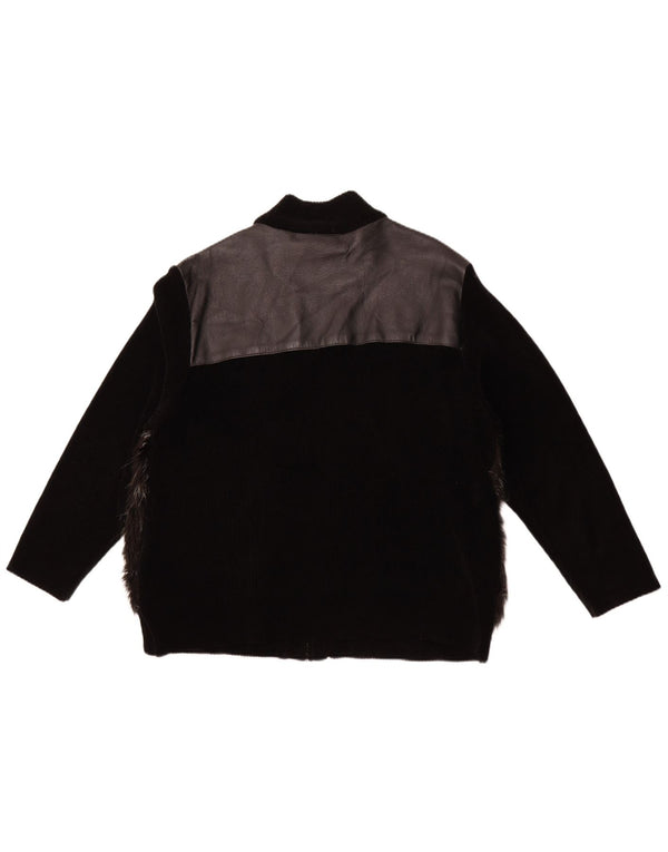 VINTAGE Womens Leather Jacket UK 18 XL Black Leather