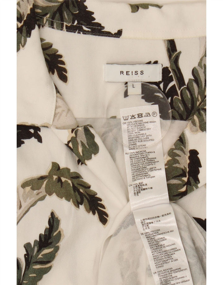 Reiss Mens Short Sleeve Shirt Large White Floral Viscose