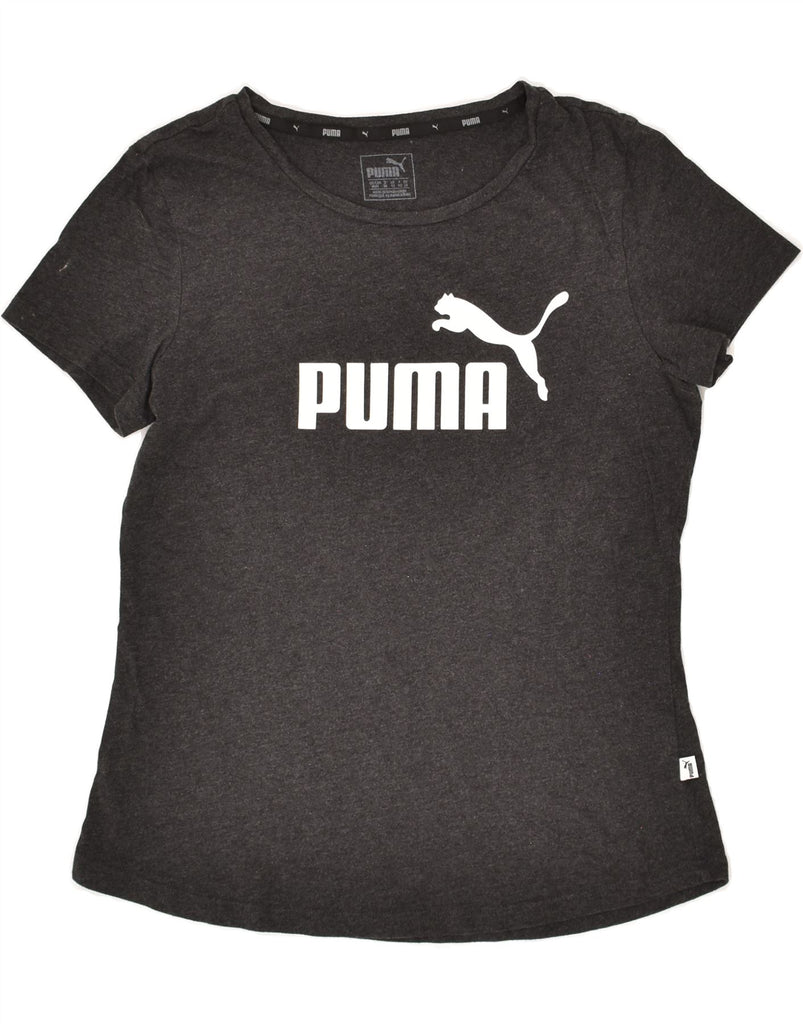 PUMA Womens Graphic T-Shirt Top UK 12 Medium Grey | Vintage Puma | Thrift | Second-Hand Puma | Used Clothing | Messina Hembry 