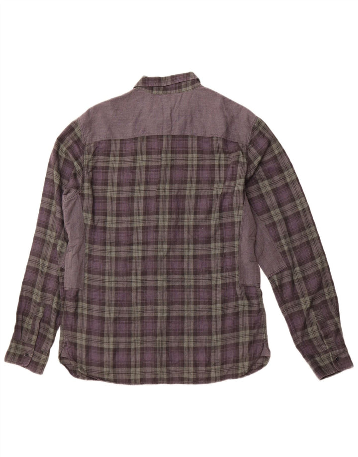 ALL SAINTS Mens Checked  Slim Fit Flannel Shirt Large Grey Check Polyester