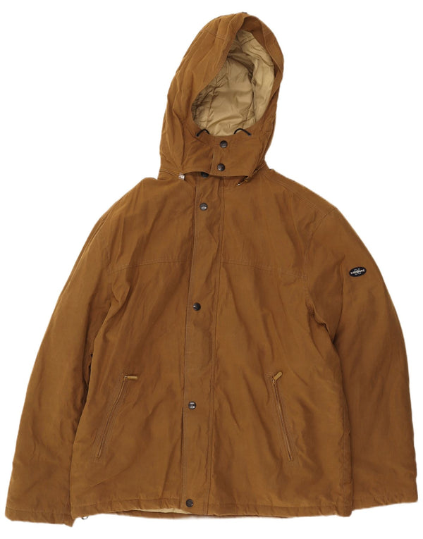 Navigare Mens Hooded Windbreaker Jacket UK 44 2XL Brown Cotton